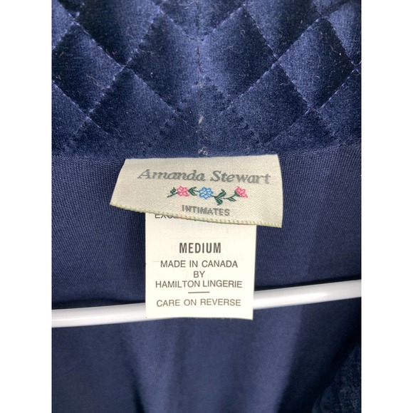 Amanda Stewart Intimates Navy Blue Fleece Robe Size M - Picture 3 of 6